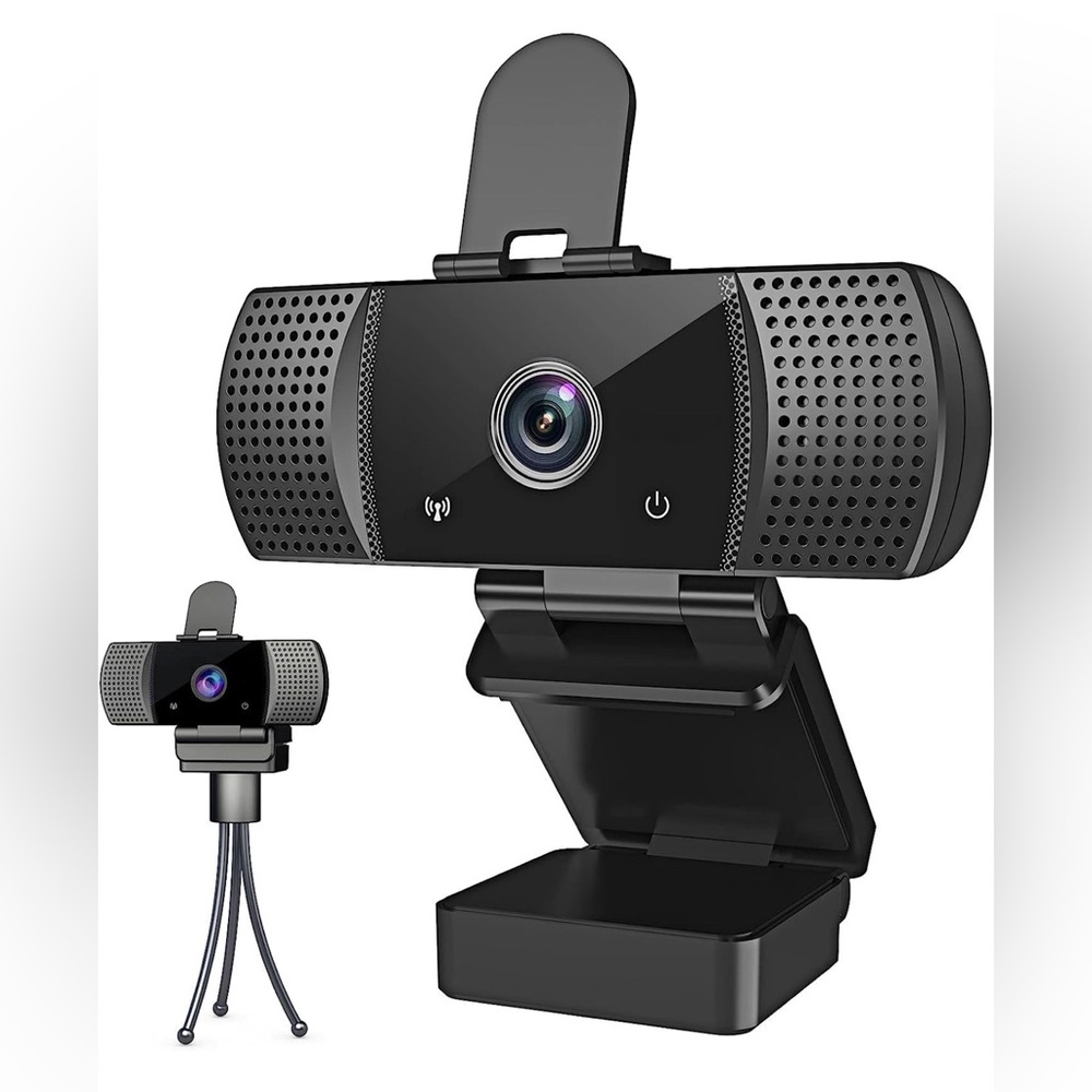 KOMKI Webcam Full 1080P HD with Privacy Cover & Tripod